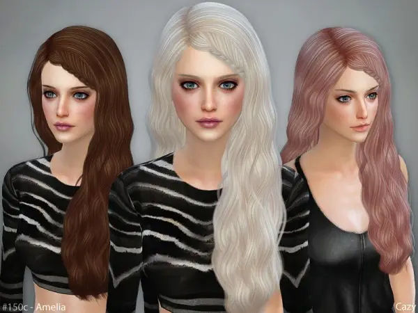 The Sims Resource: Amelia Hairstyle Set   Braided by Cazy for Sims 4
