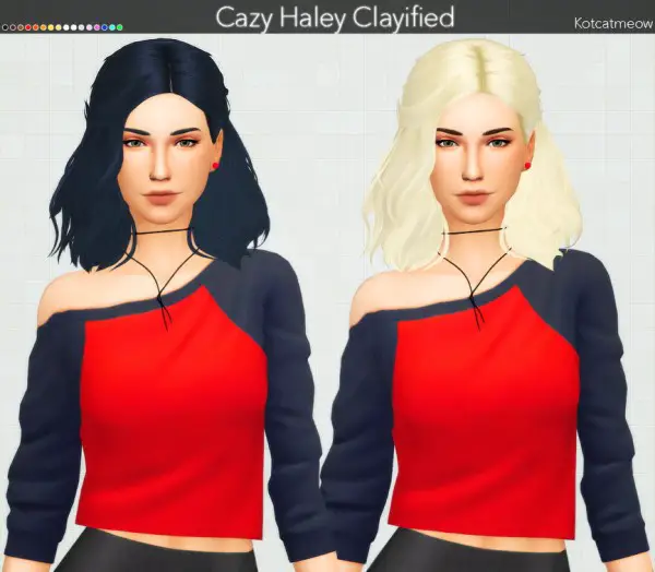 Kot Cat: Cazy`s Haley Hair Clayified for Sims 4