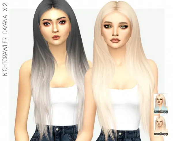 Sims 4 Hairs ~ Miss Paraply: Nightcrawler's Dayana hair retextured