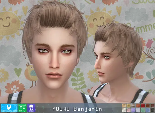 NewSea: YU 140 Benjamin hair for Sims 4