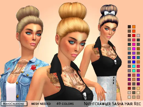 The Sims Resource: Nightcrawler`s Sasha Hair Recolored by MahoCreations for Sims 4