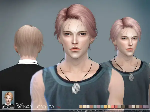 The Sims Resource: WINGS OS0605 hair for Sims 4