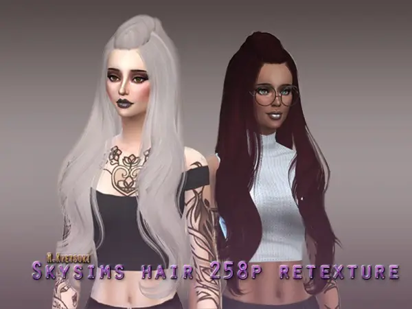 The Sims Resource: Skysims 258 hair retextured by MariaKyetsuki for Sims 4