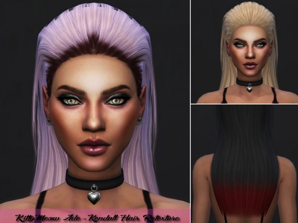 The Sims Resource: Ade`s  Kendall Hair Retextured by Kitty.Meow for Sims 4