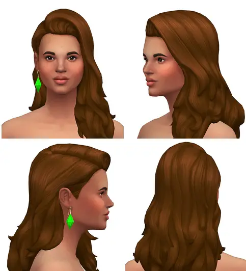 Rusty Nail: Long flipped hair retextured for Sims 4