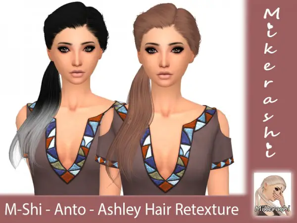 The Sims Resource: Anto`s Ashley Hair Retextured by mikerashi for Sims 4