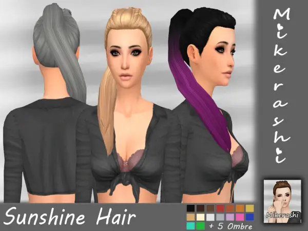 Mikerashi: Sunshine Hair retextured for Sims 4