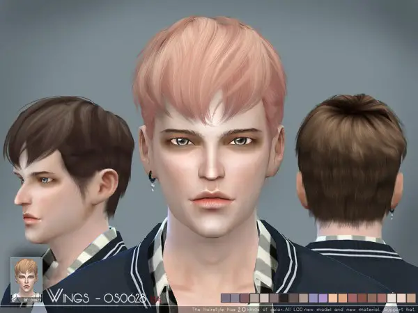 The Sims Resource: WINGS OS0628 hair for Sims 4