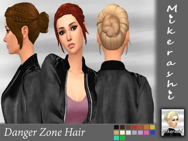 Mikerashi: Danger Zone hair retextured for Sims 4