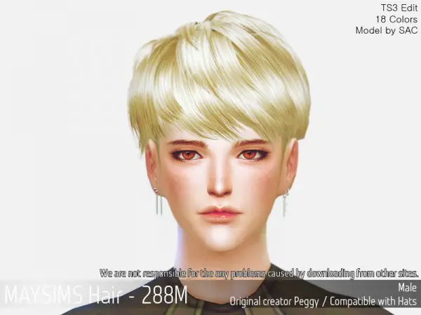 MAY Sims: May Hair 288M hair retextured for Sims 4