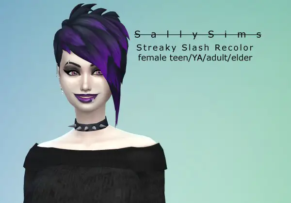 Mod The Sims: Slashed Vampire Hair Recolored by SallySims for Sims 4