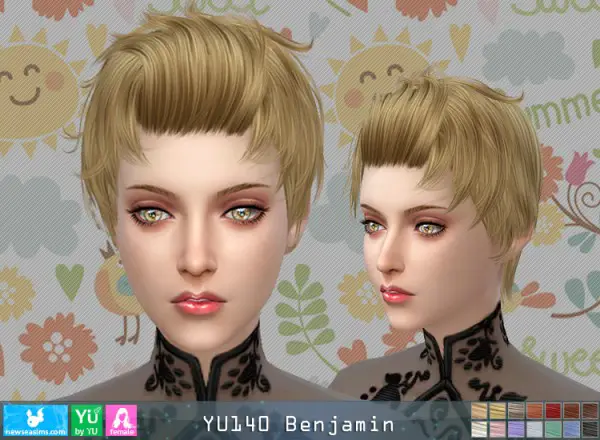 NewSea: YU140 Benjamin hair for her for Sims 4