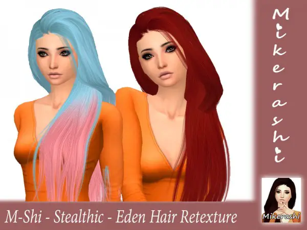 The Sims Resource: Stealthic`s Eden Hair Retextured by mikerashi for Sims 4