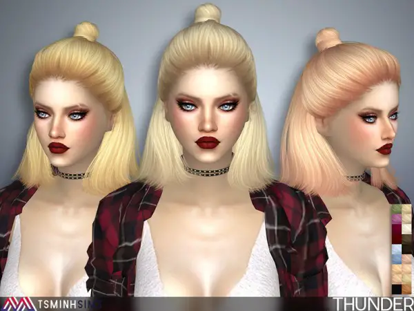The Sims Resource: Thunder Hair 38 by TsminhSims for Sims 4
