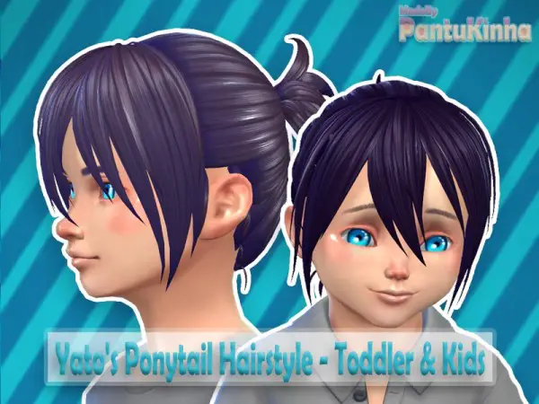 The Sims Resource: Young Yatos Ponytail Hairstyle By PantuKinhahere. for Sims 4