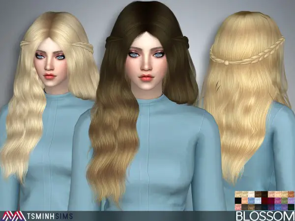 The Sims Resource: Blossom Hair 37 Set  by Tsminhsims for Sims 4