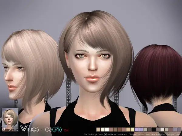 The Sims Resource: OS0718 hair by Wings for Sims 4