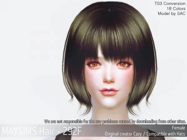 MAY Sims: MAY 292F hair retextured for Sims 4