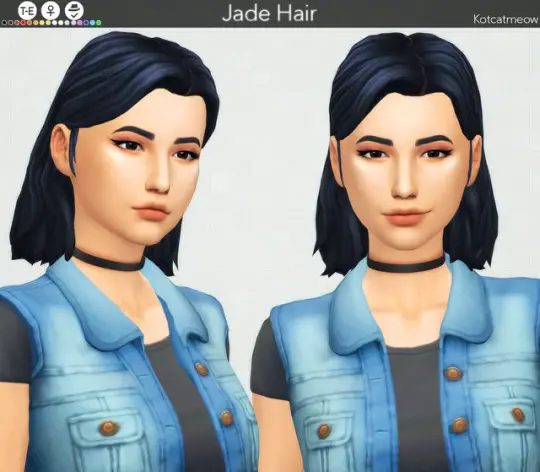 Kot Cat: Jade hair for Sims 4