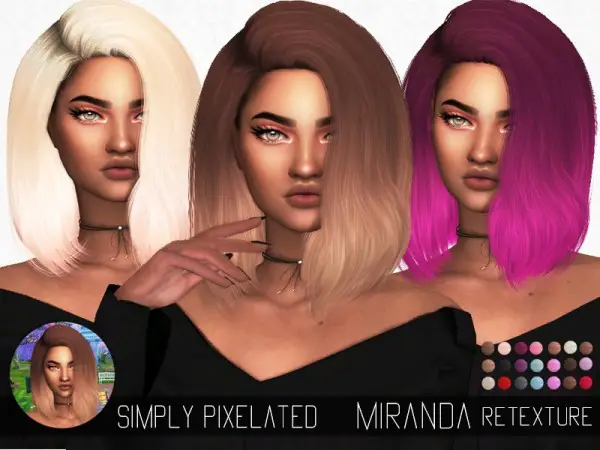 The Sims Resource: Ade`s Miranda hair retextured by SimplyPixelated for Sims 4
