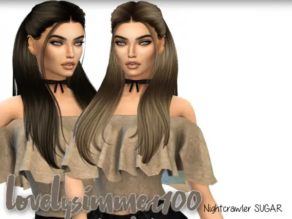 The Sims Resource: Nightcrawler`s Sugar Hair recolred by XxLovelysimmer100xX for Sims 4
