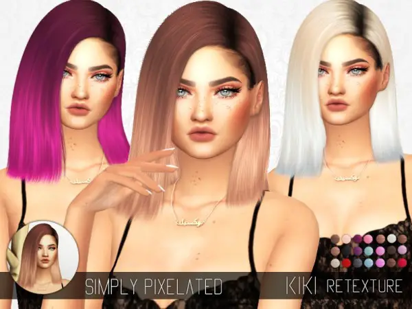The Sims Resource: Nightcrawler`s KIKI hair retextured by SimplyPixelated for Sims 4