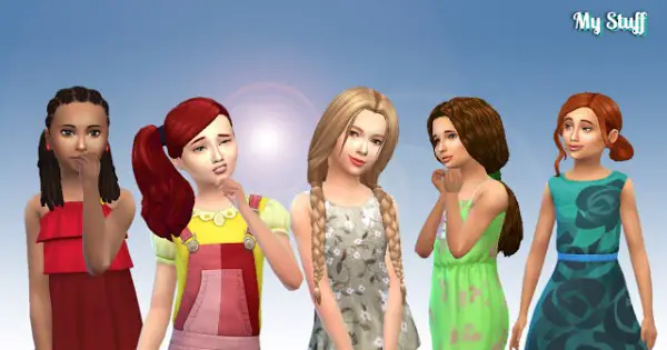 Mystufforigin: Girls Tied Hairs Pack 6 for Sims 4