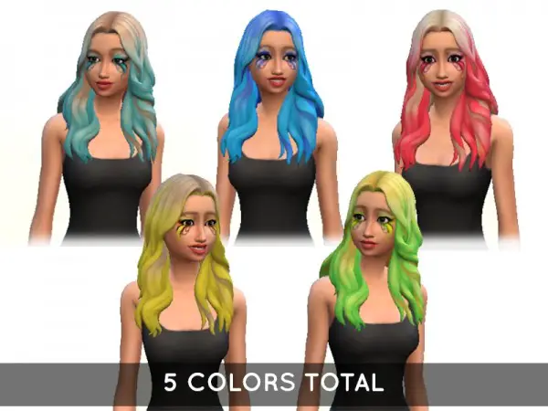 The Sims Resource: Fun Neon Ombre hair recolored by MissGoofball for Sims 4