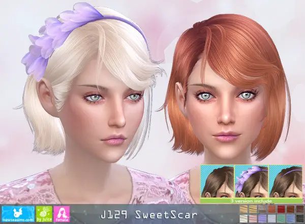 NewSea: J129 Sweet Scar hair for Sims 4