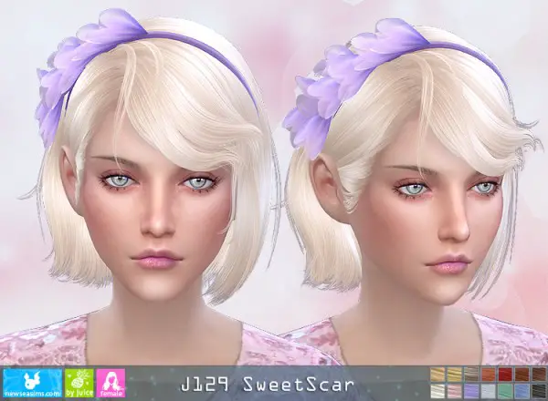 NewSea: J129 Sweet Scar hair for Sims 4