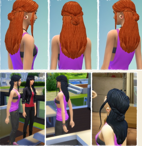 Birksches sims blog: HalfUp Braids hair for Sims 4