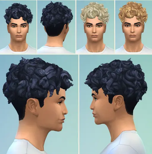 Birksches sims blog: Curls on Top hair for him for Sims 4