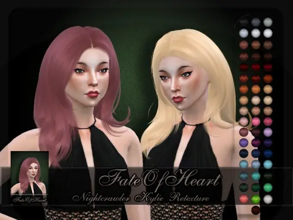 The Sims Resource: Nightcrawler’s Kylie hair retextured by FateOfHeart for Sims 4