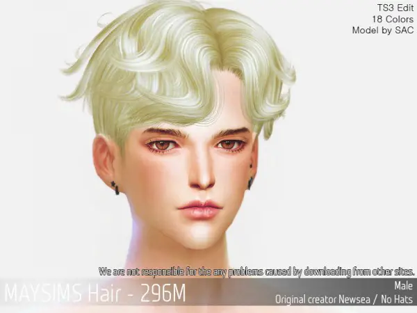 MAY Sims: MAY 296M hair edit for Sims 4