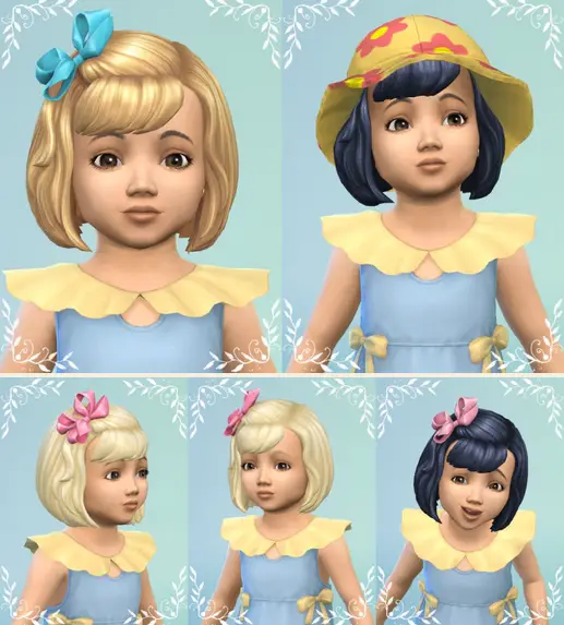 Birksches sims blog: Toddler’s BowHair with Bangs for Sims 4