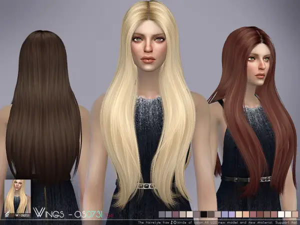 The Sims Resource: WINGS OS0731 hair for Sims 4