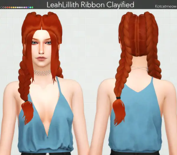 Kot Cat: Leahlillith`s Ribbon Hair Clayified for Sims 4