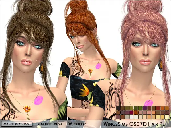 The Sims Resource: Wings OS0713 Hair Retextured by MahoCreations for Sims 4