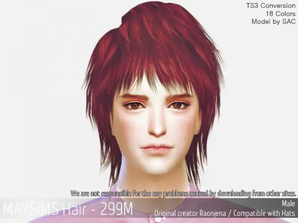 MAY Sims: MAY 299M hair retextured for Sims 4