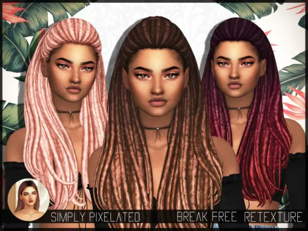 The Sims Resource: Nightcrawler`s Break Free hair retextured by SimplyPixelated for Sims 4