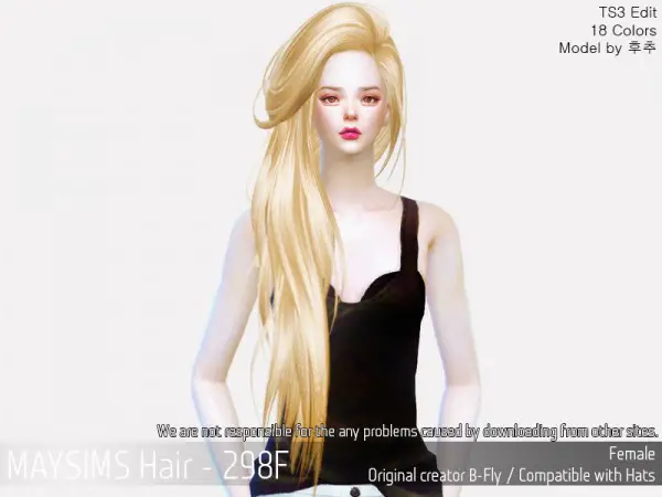 MAY Sims: MAY 298F hair retextured for Sims 4