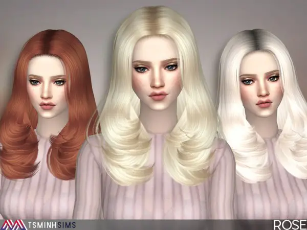 The Sims Resource: Rose hair 43 by TsminhSims for Sims 4