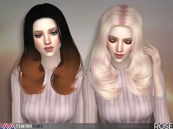 The Sims Resource: Rose hair 43 by TsminhSims for Sims 4