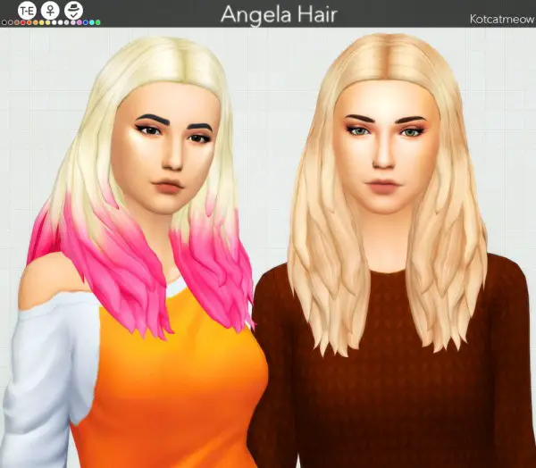 Kot Cat: Angela hair recolored for Sims 4