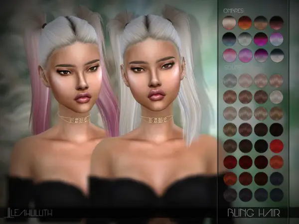 The Sims Resource: Bling Hair by LeahLillith for Sims 4