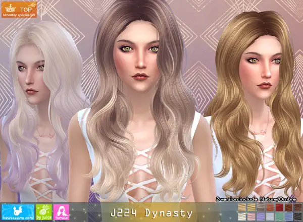 NewSea: J224 Dynasty hair for Sims 4
