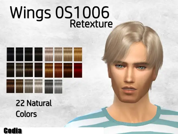 The Sims Resource: WINGS OS1006 hair retextured by Codia for Sims 4