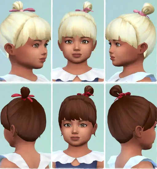 Birksches sims blog: Tiny Loop Bun hair for toddler for Sims 4