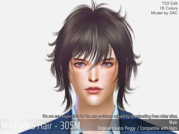 MAY Sims: MAY 305M hair retextured for Sims 4