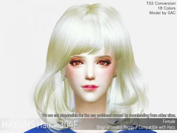 MAY Sims: MAY 304F hair retextured for Sims 4